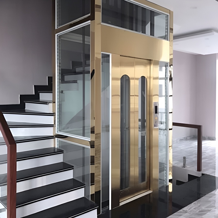 Thiết kế thang máy kính gia đình hiện đại, sang trọng